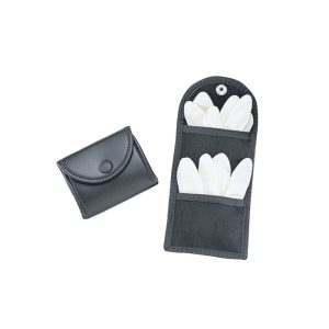 Latex Glove Kodra Black Pouch Single Snap Close. Card